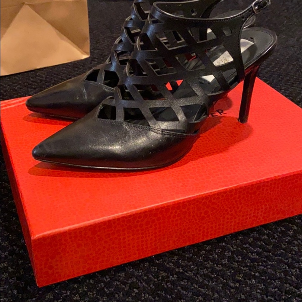 Ralph Lauren black closed toe heels cages